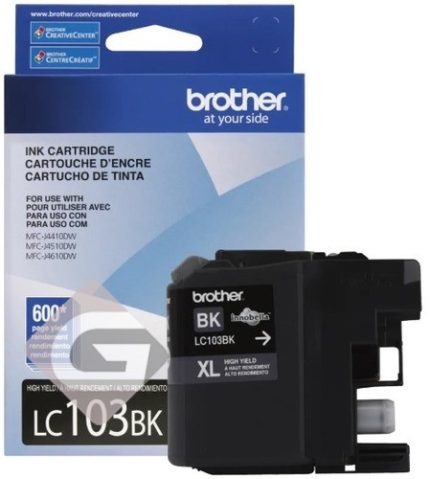 Tinta Brother LC-103BK Color Negro, Compatibilidad Impresora Brother DCP-J152W, MFC-J245, J285DW, J450DW, J470DW, J475DW, J6500DW, MFC-J4310DW.