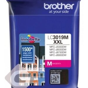 Tinta Brother LC3019M Magenta, Compatibilidad Impresora Brother MFC-J5330DW, MFC-J6530DW, MFC-J6730DW, MFC-J6930DW, Rendimiento 1,500 Páginas