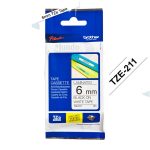 Cinta Brother Tze-211 (6mm x 8.00 mts) Negro Sobre Fondo Blanco