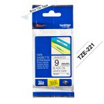 Cinta Brother Tze-221 3/8" (9mm) Negro Sobre Blanco