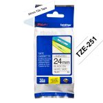 Cinta Brother Tze-251 1" (24mm) Negro Sobre Blanco