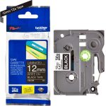 Cinta Brother Tze-335 (12mm x 8.00 mts) Blanco Sobre Negro