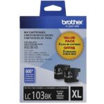 Tinta Brother LC-103BK Color Negro, Compatibilidad Impresora Brother DCP-J152W, MFC-J245, J285DW, J450DW, J470DW, J475DW, J6500DW, MFC-J4310DW.