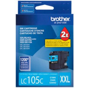 Tinta Brother LC-105C Cyan, Compatibilidad Impresora Brother DCP-J152W, MFC-J245, J285DW, J450DW, J470DW, J475DW, J6500DW, MFC-J4310DW, J4410DW.