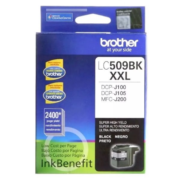 Tinta Brother LC509BK Black, Compatibilidad Impresora Brother DCP-J100, DCP-J105, MFC-J200W, Rendimiento 2,400 Páginas, Envios A Nivel Nacional - Perú.