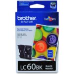 Tinta Brother LC60BK Black, Compatibilidad Impresora Brother DCP-J125, 315W, 515W, MFC-J220, J265W, J410, J415W, Rendimiento 300 Páginas.